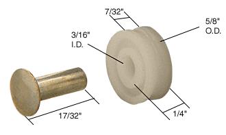CRL 5/8" Nylon Sliding Window Replacement Roller with Axle Pin for Air Control Windows