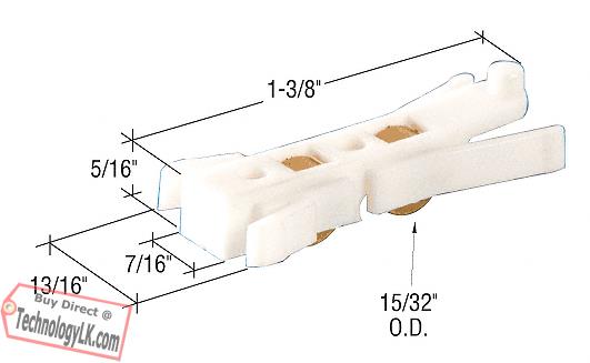 CRL 15/32" Flat Edge Tandem Brass Window Roller Assembly - Package