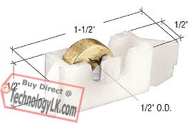 CRL Sliding Window Roller with 1/2" Brass Wheel- 1/2" Wide Housing - Package