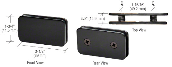 CRL Matte Black Traditional 180 Degree Double Stud Glass Clamp