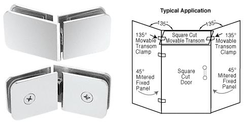 CRL Polished Chrome Traditional Style 135 Degree Movable Transom Clamp