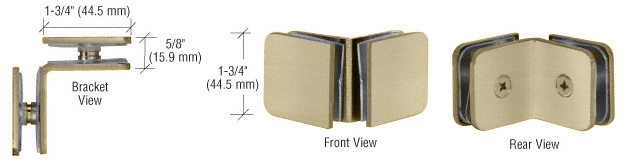 CRL Brushed Bronze Traditional Style 90 Degree Glass-to-Glass Clamp