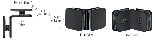 CRL Matte Black Traditional Style 90 Degree Glass-to-Glass Clamp
