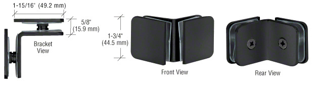 CRL Matte Black Traditional Oversized 90 Degree Glass Clamp