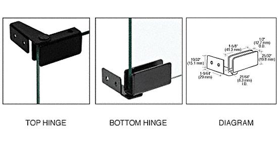 CRL Black Recess Mount Glass Door Hinges - Package