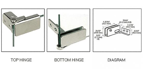 CRL Chrome Surface Mount Glass Door Hinges - Pair