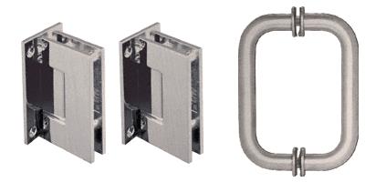 CRL Brushed Nickel Geneva Shower Pull and Hinge Set