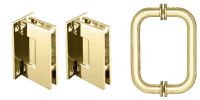 CRL Brass Geneva Shower Pull and Hinge Set