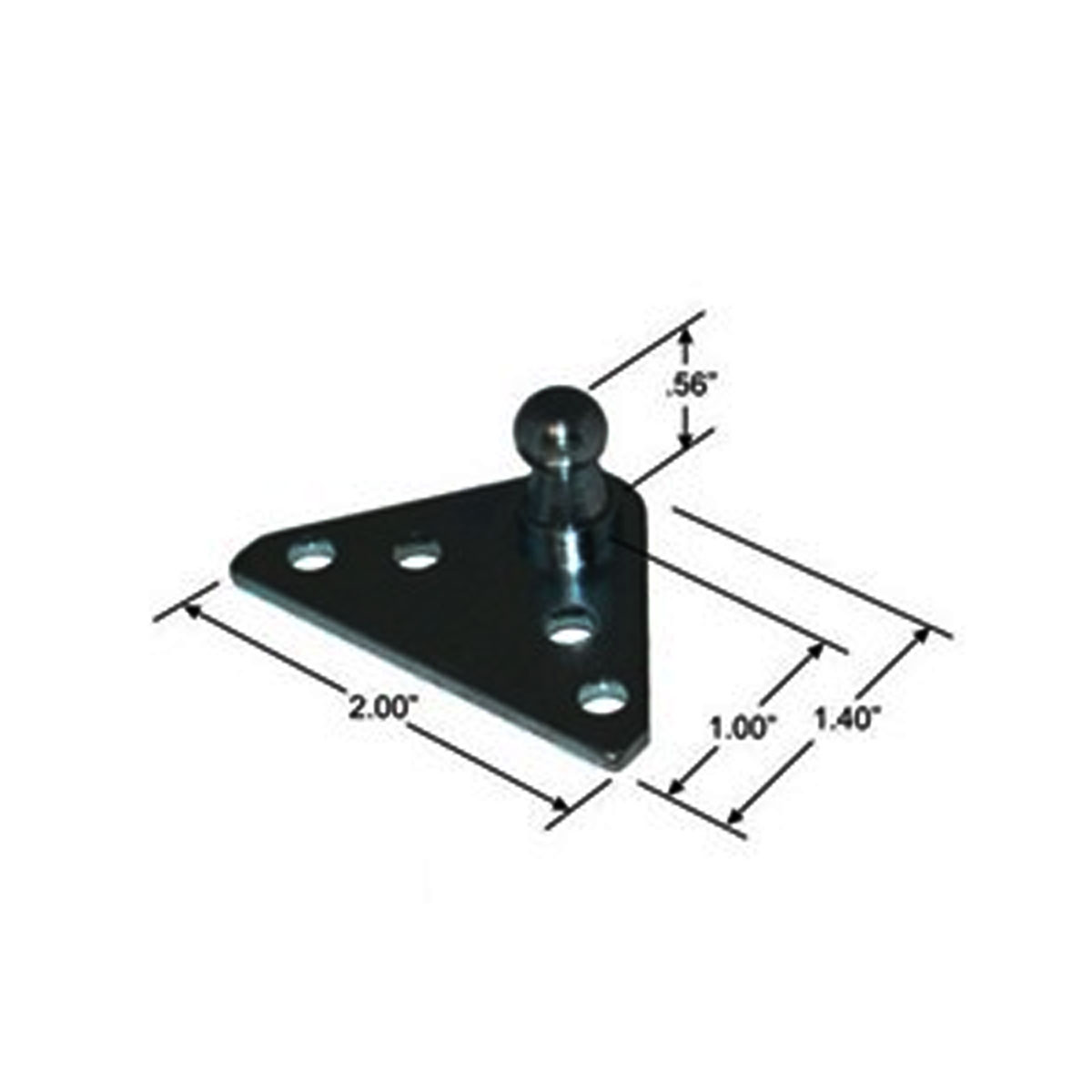 10MM Ball Stud Bracket for Gas Spring/Prop/Strut, Flat, Black, qty 1