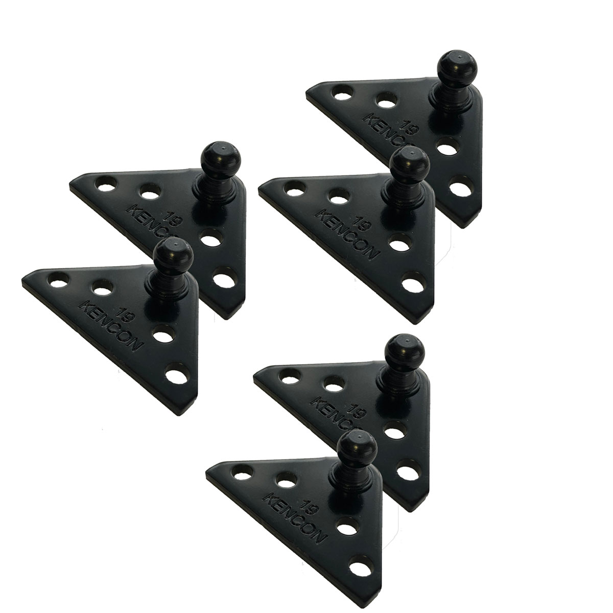 10MM Ball Stud Bracket for Gas Spring/Prop/Strut, Flat, Black, Pack of 6