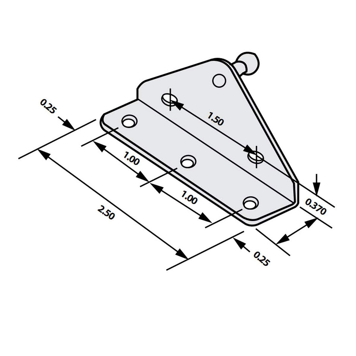 10MM Ball Stud Bracket for Gas Spring/Prop/Strut, Black, qty 1