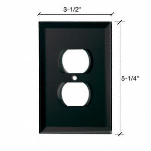 CRL Duplex Plug Back Painted Glass Cover Plate - Black