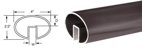 CRL 4" 2-1/2" Duranodic Bronze Extruded Aluminum Cap Rail for 1/2" (12 mm) or 5/8” (16 mm) Glass - 240 in Long