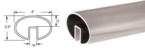 CRL 4" 2-1/2" Mill Extruded Aluminum Cap Rail for 1/2" (12 mm) or 5/8” (16 mm) Glass - 240 in Long