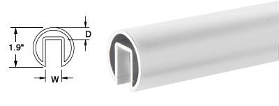 CRL 1.9" Mill Aluminum Extruded Aluminum Cap Rail for 1/2" (12 mm) or 5/8" (16 mm) Glass - 240 in Long
