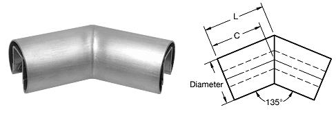 CRL Brushed Stainless 135&#186; 2" Diameter Horizontal Corner for 3/4" (19 mm) Glass Cap Railings