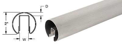 CRL 2" Brushed Stainless Premium Cap Rail for 1/2" Glass - 120 in Long