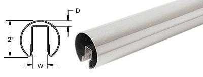 CRL 2" Polished Stainless Premium Cap Rail for 1/2" Glass - 120 in Long