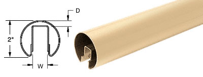 CRL Satin Brass 2" Premium Cap Rail for 1/2" Glass - 120"