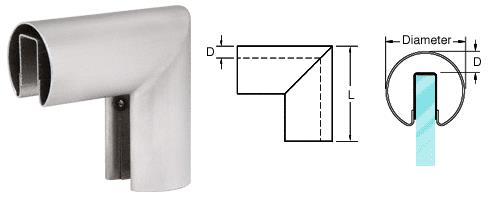 CRL 2" Brushed Stainless 90&#186; Vertical Corner for 1/2" (12 mm) or 5/8" (16 mm) Glass Cap Railings