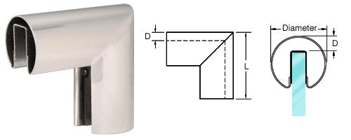 CRL 2" Polished Stainless 90&#186; Vertical Corner for 1/2" (12 mm) or 5/8" (16 mm) Glass Cap Railings
