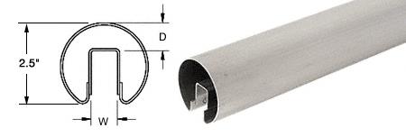 CRL 2-1/2" Brushed Stainless Premium Cap Rail for 1/2" Glass - 120 in Long