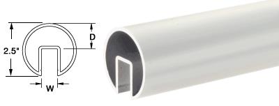 CRL 2-1/2" Mill Aluminum Extruded Aluminum Cap Rail for 1/2" (12 mm) or 5/8" (16 mm) Glass - 240 in Long