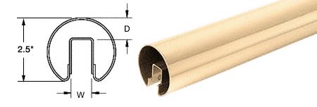 CRL 2-1/2" Polished Brass Cap Rail for 1/2" (12 mm) or 5/8" (16 mm) Glass - 120 in Long