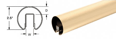 CRL Satin Brass 2-1/2" Premium Cap Rail for 1/2" Glass - 120"