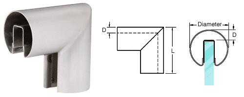 CRL 2-1/2" Brushed Stainless 90&#186; Vertical Corner for 1/2" (12 mm) or 5/8" (16 mm) Glass Cap Railings