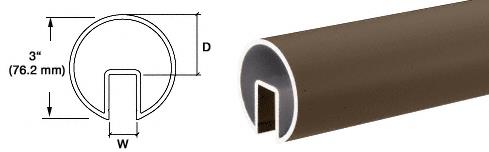 CRL 3" Duranodic Bronze Extruded Aluminum Cap Rail for 3/4" (19 mm) Glass - 240 in Long