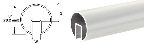 CRL 3" Mill Extruded Aluminum Cap Rail for 3/4" (19 mm) Glass - 240 in Long