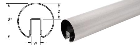 CRL 3" Brushed Stainless Premium Cap Rail for 1/2" Glass - 168 in Long