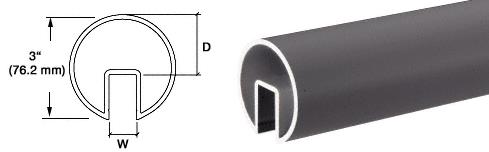 CRL 3" Duranodic Bronze Extruded Aluminum Cap Rail for 1/2" (12 mm) or 5/8" (16 mm) Glass - 240 in long