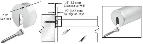 CRL 3" Mill Aluminum Stabilizing End Cap for 3" Cap Railing