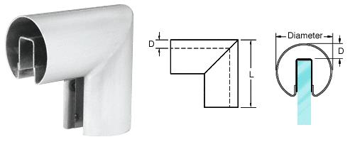 CRL 3" Mill Aluminum 90&#186; Vertical Corner for 1/2" (12 mm) or 5/8" (16 mm) Glass Cap Railings