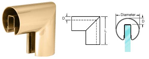 CRL 3" Polished Brass 90&#186; Vertical Corner for 1/2" (12 mm) or 5/8" (16 mm) Glass Cap Railings