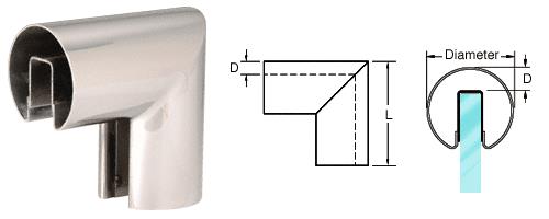 CRL 3" Polished Stainless 90&#186; Vertical Corner for 1/2" (12 mm) or 5/8" (16 mm) Glass Cap Railings