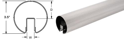 CRL 3-1/2" Brushed Stainless Premium Cap Rail for 1/2" Glass - 168 in Long