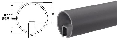 CRL 3-1/2" Duranodic Bronze Extruded Aluminum Cap Rail for 1/2" (12 mm) or 5/8" (16 mm) Glass - 240 in Long
