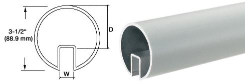 CRL 3-1/2" Mill Aluminum Extruded Aluminum Cap Rail for 1/2" (12 mm) or 5/8" (16 mm) Glass - 240 in Long
