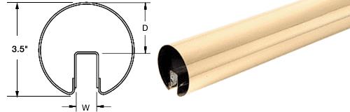 CRL 3-1/2" Polished Brass Premium Cap Rail for 1/2" Glass - 120 in Long