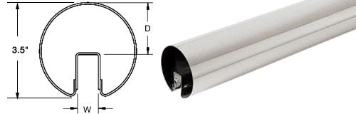 CRL 3-1/2" Polished Stainless Premium Cap Rail for 1/2" Glass - 120 in Long