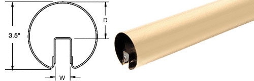CRL Satin Brass 3-1/2" Premium Cap Rail for 1/2" Glass - 120"