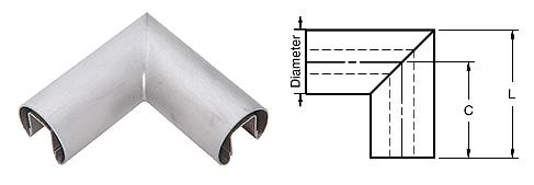 CRL Brushed Stainless 90&#186; Horizontal Corner for 1/2" (12 mm) or 5/8" (16 mm) Glass Cap Railings