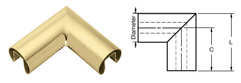 CRL Polished Brass 4" Diameter 90 Degree Horizontal Corner for 1/2" or 5/8" Glass Cap Railing