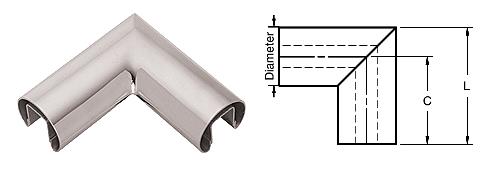CRL Polished Stainless 90&#186; Horizontal Corner for 1/2" (12 mm) or 5/8" (16 mm) Glass Cap Railings