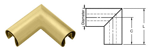 CRL Satin Brass 4" Diameter 90 Degree Horizontal Corner for 1/2" or 5/8" Glass Cap Railing