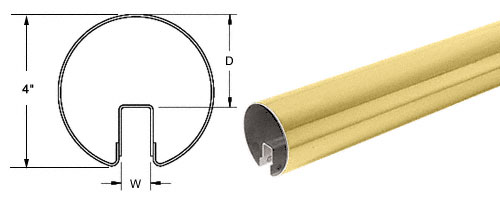 CRL Polished Brass 4" Premium Cap Rail for 1/2" or 5/8" Glass - 120"
