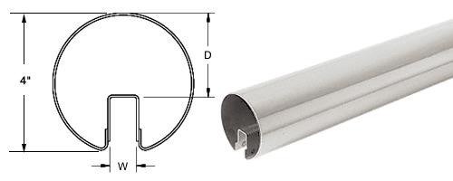 CRL 4" Polished Stainless Premium Cap Rail for 1/2" Glass - 120 in Long